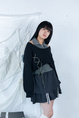 laceup ribbon knitset(black)