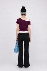 LOW-WAIST RUCHED FLARE PANTS