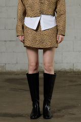 LEOPARD MINI SKIRT / BEIGE