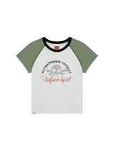 1/2 MULTI SKULL RAGLAN TEE (WHITE/GREEN)