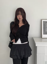 Lumpy Rib Round Slim Fit Long Sleeve Cardigan