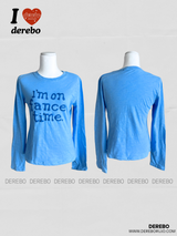 ブルーレタリングラウンドロングスリーブTシャツ