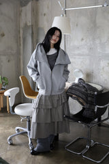 Diagonal Zipper Hood Zip-Up