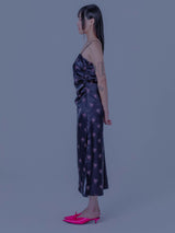 RIBBON SHIRRING LONG ONE-PIECE