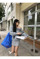 off-shoulder lettering sweater long-sleeved sweatshirt