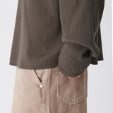 DIAGONAL WAFFLE HENLEY NECK