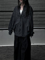 [unisex] オーバーフィットストライプシャツ (2color)