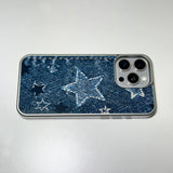 フェイドデニムスターダストスマホケース ブルーインディゴ (SV_MagSafeGlass)