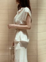 Roan Open Collar Cap Sleeve Blouse