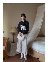 3D Embroidery Ribbon Fleece Deco Knit Sweater
