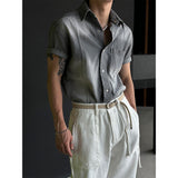 [MUSCLE FIT] Slit snap button denim shirts (3color)
