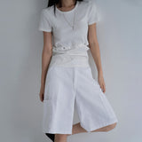 [Hadens] Side-Slit Ribbed Short-Sleeve T-Shirt - 3 Colors