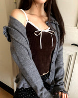 Chomin Frill-Collar Knit Cardigan