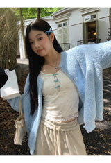 Lace Blue Ribbon Two Piece Long Sleeve Tee