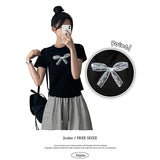  Lying Ribbon Printing Short Sleeve