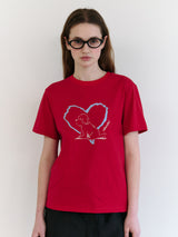 HEART FRIENDS PUPPY T-SHIRT RED
