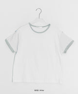 Lumiv Button Roll-up Color Matching Short Sleeve Tee