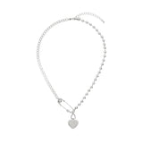Double Heart Safety Pin Star Necklace