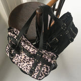 Coppe Leather Combination Leopard Nylon Cross Shoulder Bag