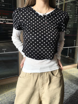 Holly Dot Fleece Layered Short Sleeve T-Shirt (2c)