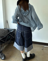 non fade denim bermuda pants