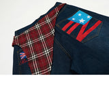 Check Wrap Layered Denim Pants 233012390