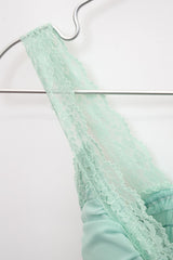 Lace-Trimmed Shirred Smocked Bra Top (Mint)