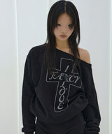 FROSS OFF-SHOULDER SWEATSHIRT (BLACK) F26QB040