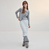 RIBBON PUNCHING CARDIGAN_GRAY