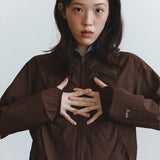 Shirring Hooded Wind Breaker (Brown)