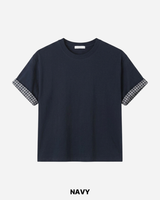 ターンバック クロップド ロールアップ ショートスリーブ Tシャツ