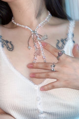 Pink heart angel ring