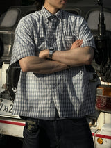 BiBi WASHING CHECKERED HALF-SHIRT