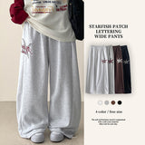 Rosé Star Embroidered String Wide Pants