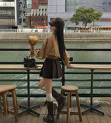 [BELLIDE MADE] Loose A-line pleated skirt