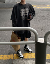 No.0717 BL レイヤードオーバーTシャツ