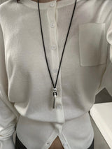 Matt silver stone long necklace