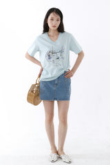 ギャラクシーVネックTシャツ_アイスミント