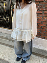 Hailyn Long Sleeve Layered Button Blouse