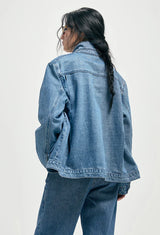 X Stand-collar denim jacket