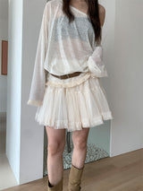 POM CHIFFON SKIRT (2C)