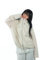 studs nylon knitzip hoodie(white)