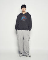25FW BASKET BALL PIGMENT WIDE HOODIE CHARCOAL