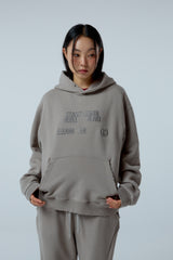 Street league artwork damage washing over-crop fit hoodie (Ash grey)