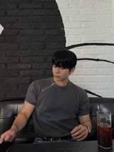 Lead waffle zipper short sleeve tee