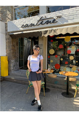 Charcoal Mini Pleats Pants Skirt