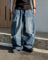 Part Blue Wash Distressed Denim