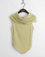 Seby Stripe Diagonal Off-Shoulder T-Shirt