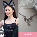 [IDLE Shuhua Necklace] Love Goth Bat Chain Semi Choker Necklace