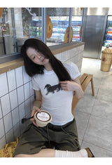 ダックスフント ラウンド スパンデックス Tシャツ